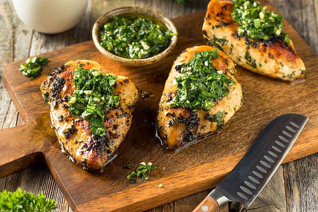 Homemade Grilled Chimichurri Chicken Breast Ready to Eat