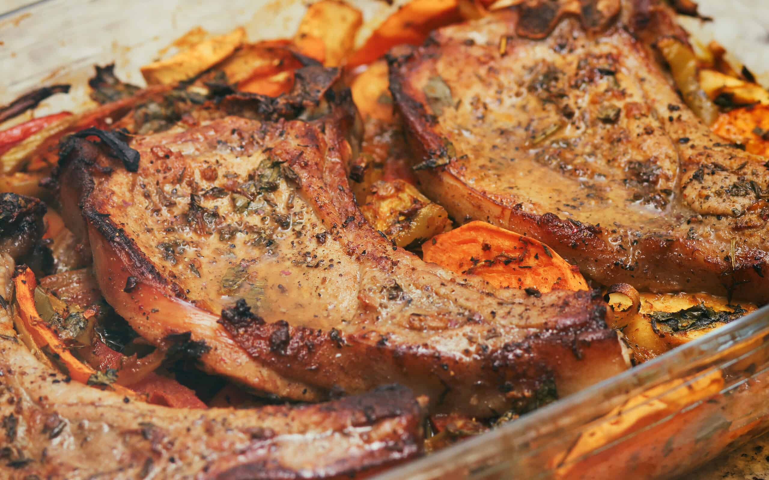 Baked pork meat in the oven