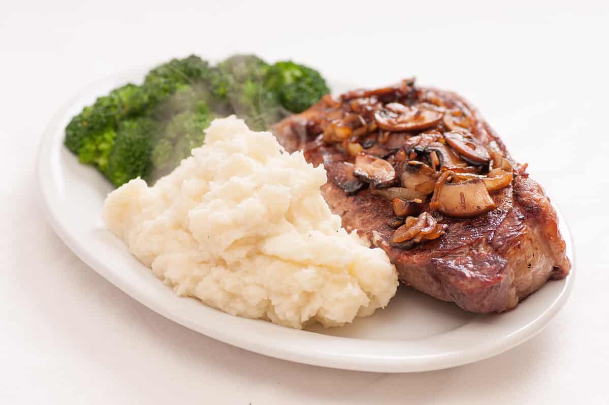 Steak Sauteed onions and Broccoli