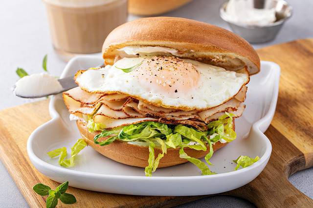 Turkey bagel breakfast sandwich