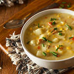 Hot Homemade Corn Chowder in a Bowl