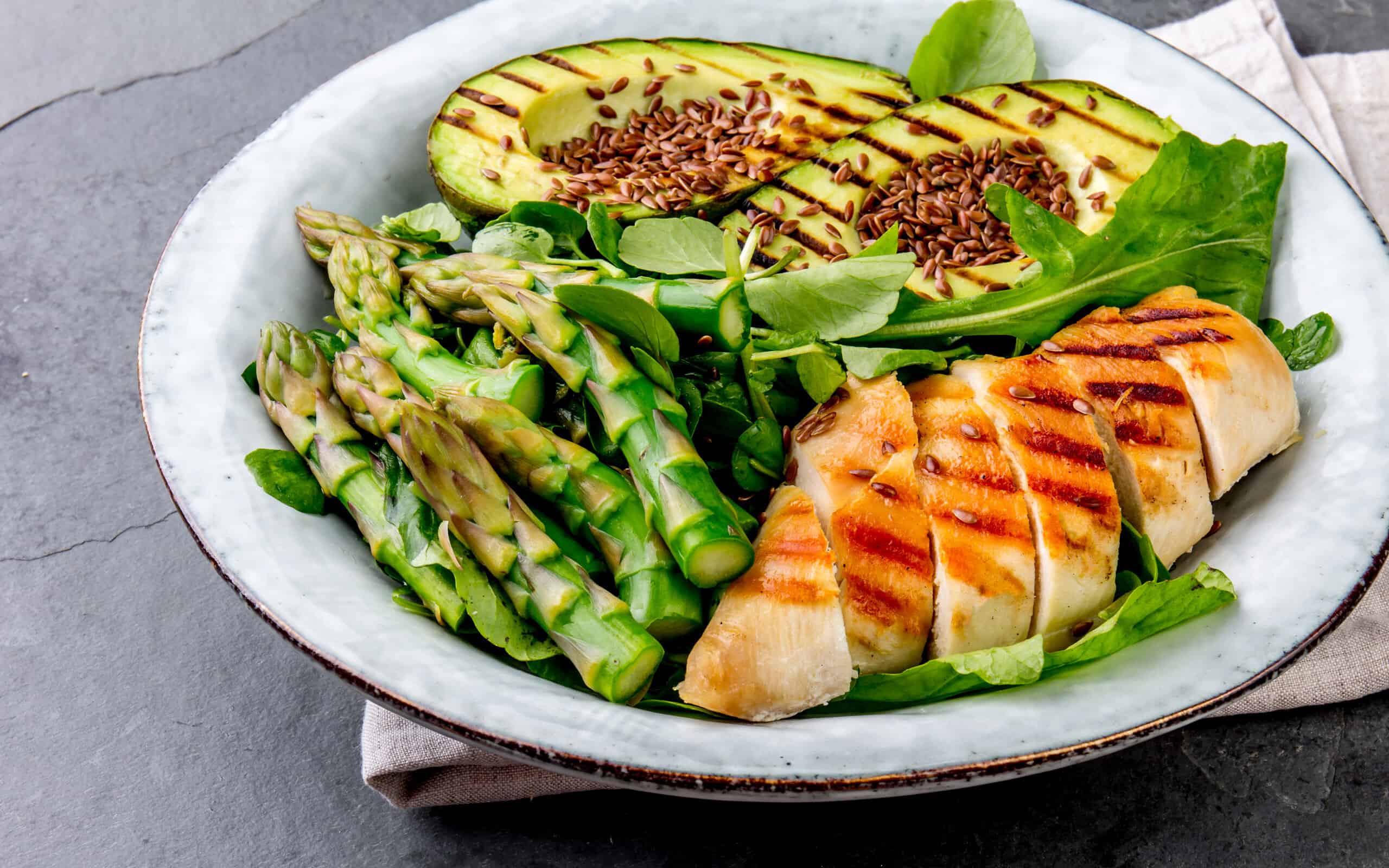 grilled avocado and asparagus salad