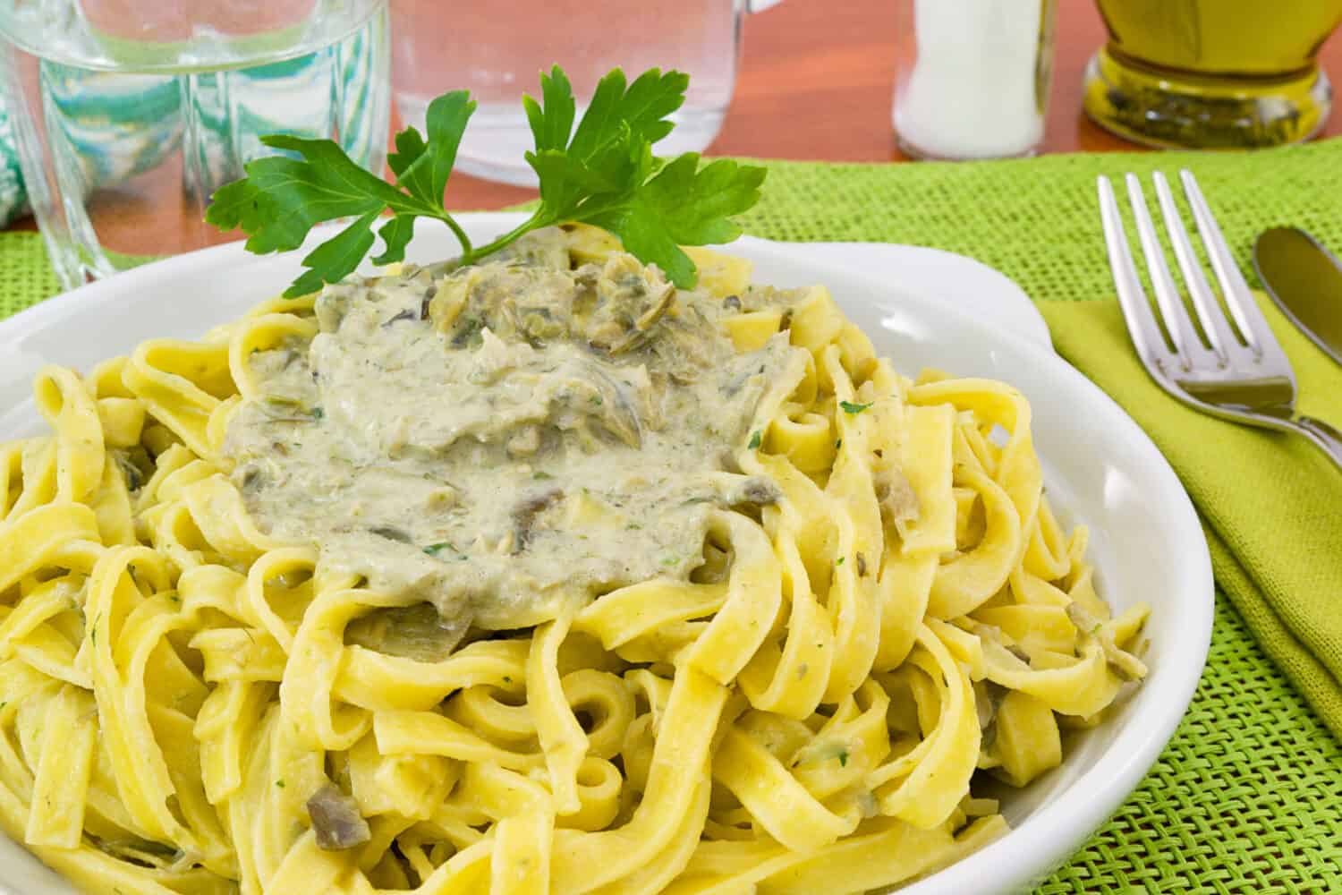 Fettuccine with artichoke cream