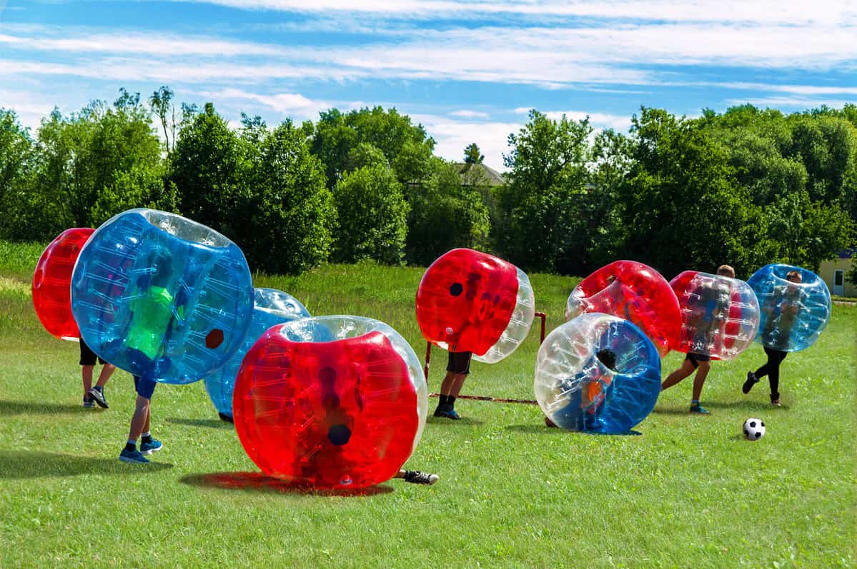 Children playing in Bubble Football