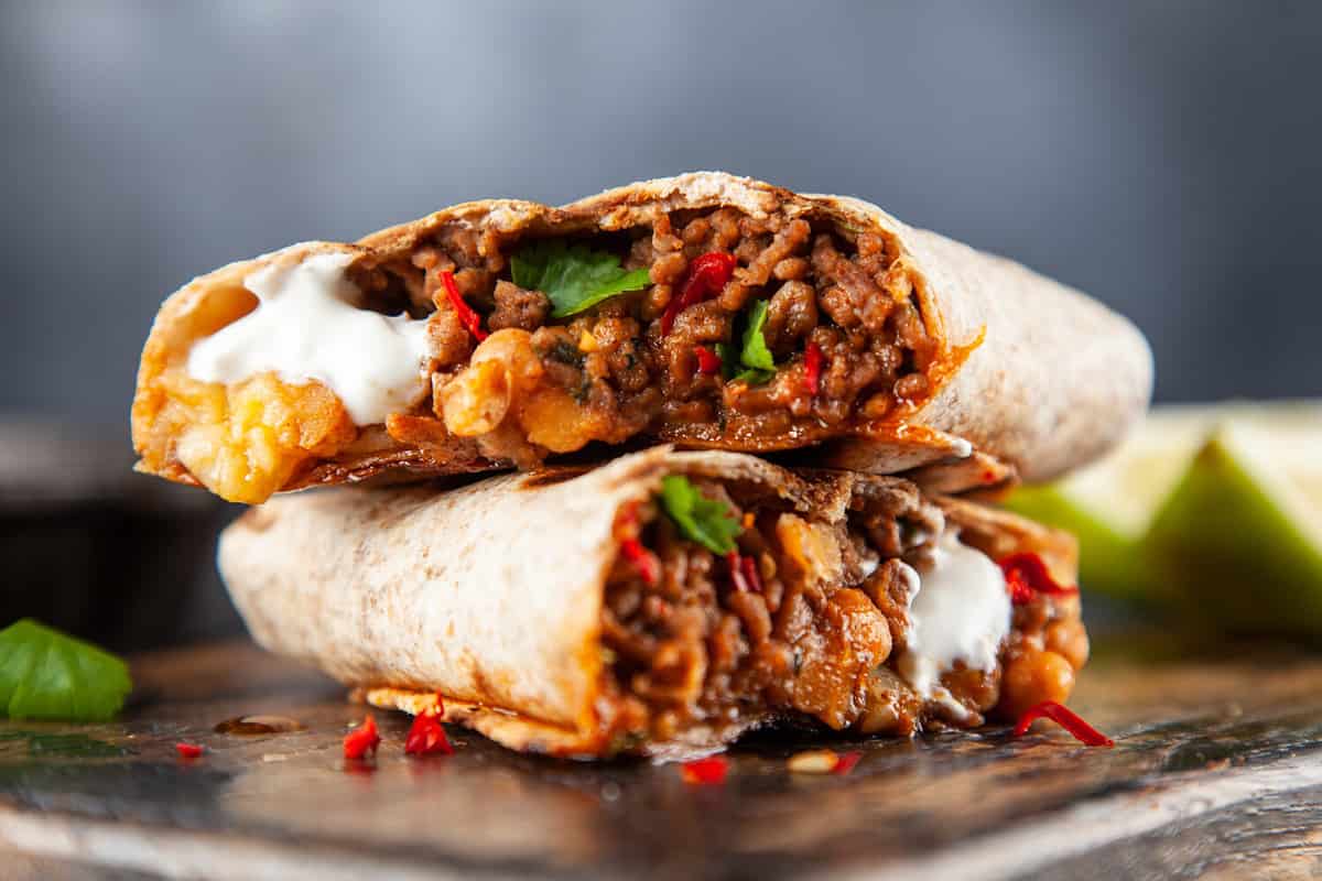 Mexican beef burrito