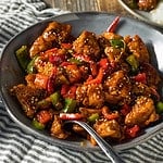 Homemade Spicy Szechuan Chicken with Peppers and Rice