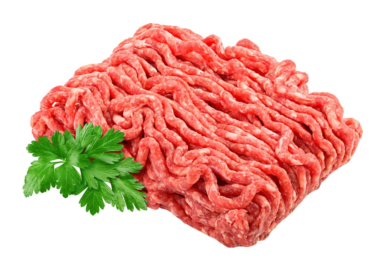 minced meat, pork, beef, forcemeat, clipping path, isolated on white background, full depth of field