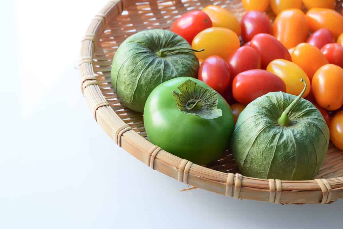 Fresh Organic Vegetables, Tomatillo and Cherry Tomatoes