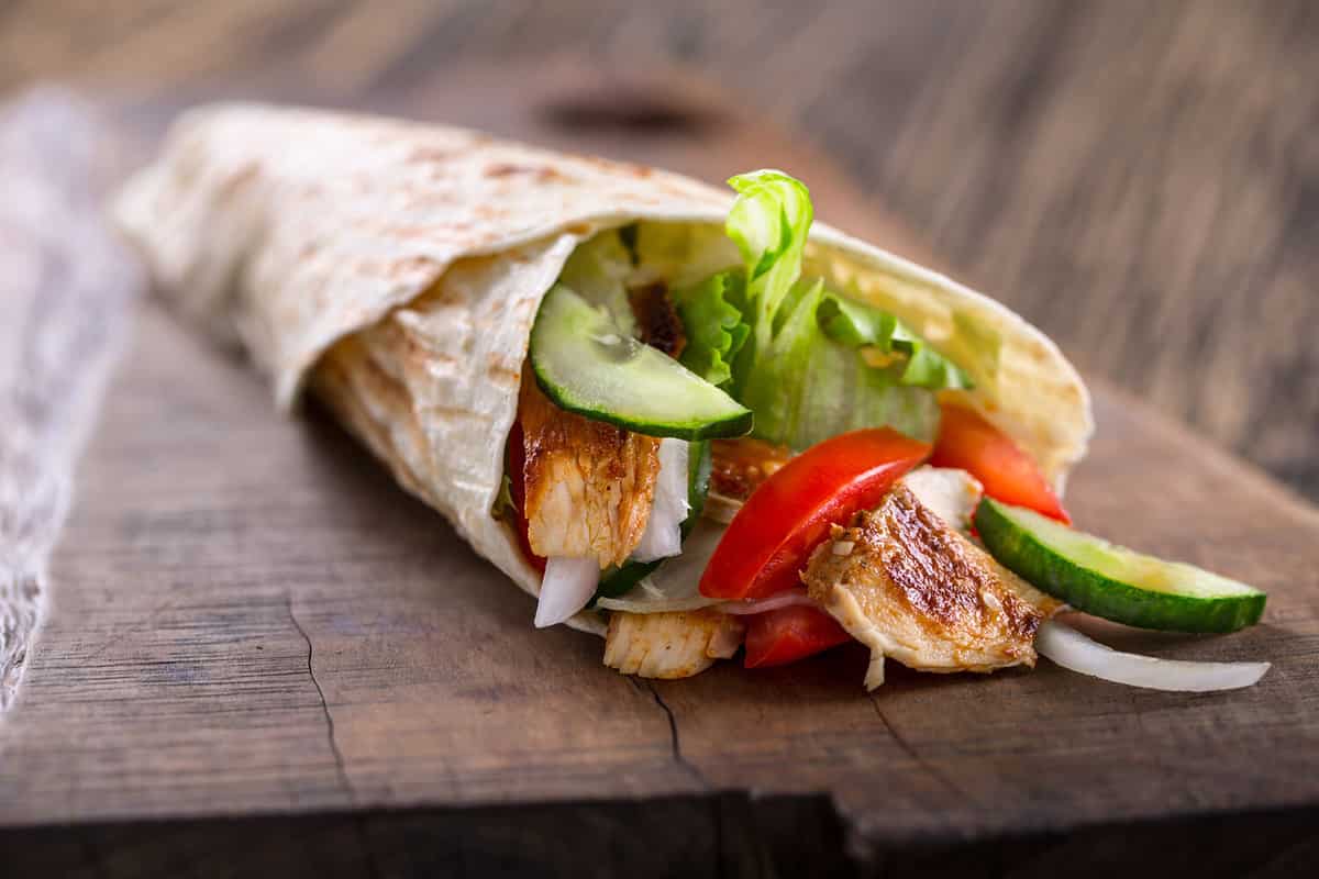 classic tortilla wrap with grilled chicken