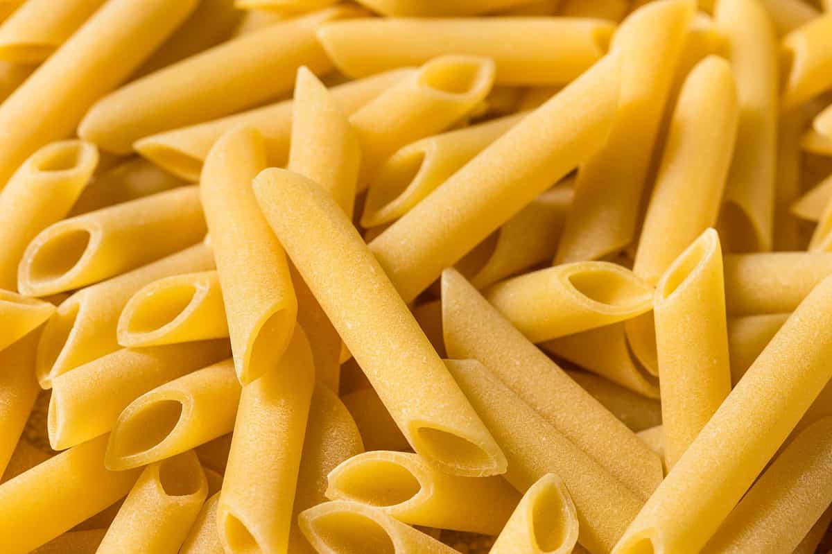 Up close of Mostaccioli Pasta