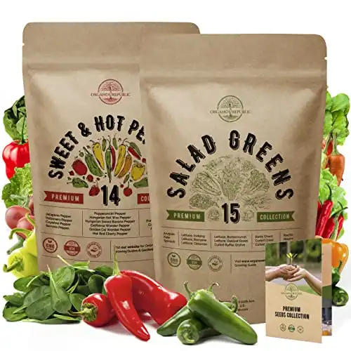 14 Hot and Sweet Peppers & 15 Salad Greens Seeds