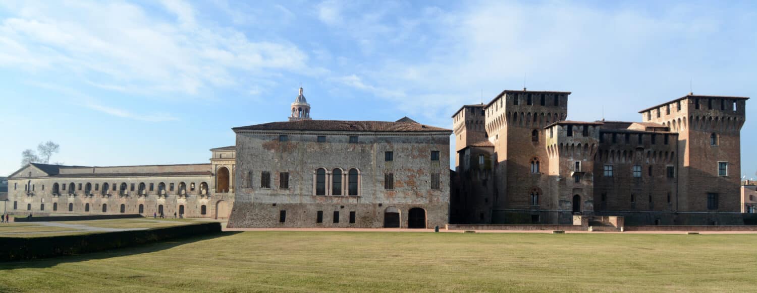 Mantua is a Lombard city surrounded by 3 lakes. It is known for the Renaissance architecture of the buildings erected by the Gonzagas; in the picture the Castle of Mantua, Cavallerizza garden 
