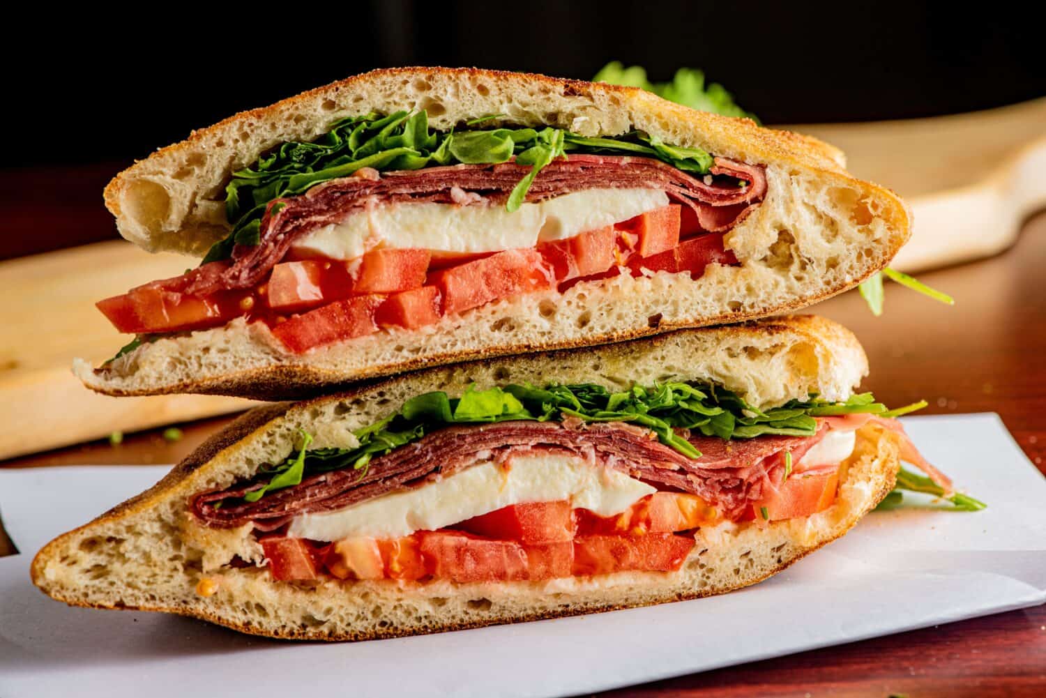 Italian Bread is great in Sandwiches. Italian Panini. Roast Beef or Cuban Sandwich. American Diner sandwich. Sliced roast beef topped with melted Swiss cheese on top of a toasted hero roll with lettuce tomato and onion. 