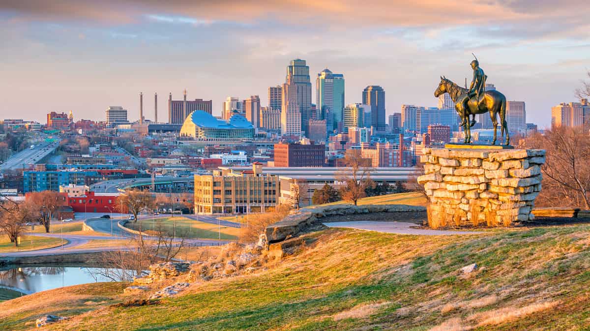 The Scout overlooking(108 years old statue) in downtown Kansas City. It was conceived in 1910