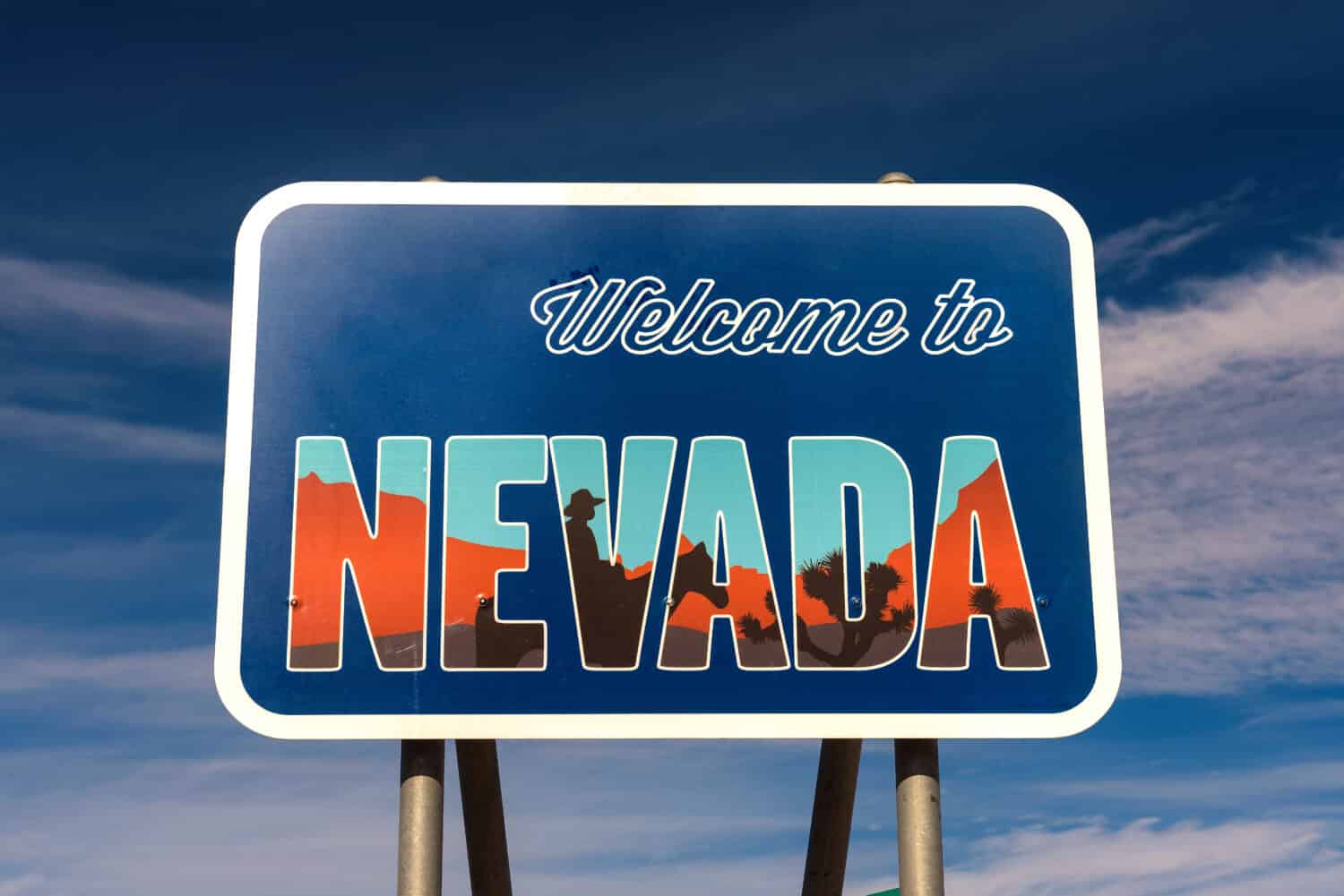 Welcome to Nevada road sign along State Route 373 near Death Valley