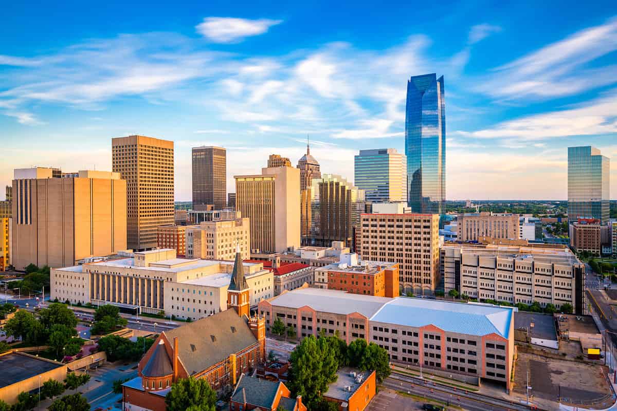 Oklahoma City, Oklahoma, USA downtown skyline in the late afternoon.