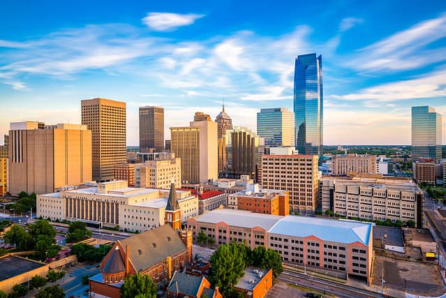 Oklahoma City, Oklahoma, USA downtown skyline in the late afternoon.