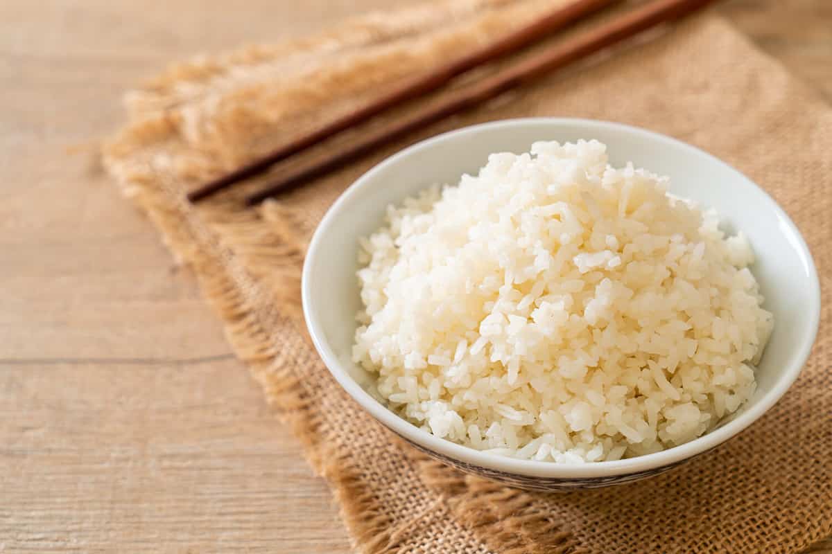 cooked Thai jasmine white rice bowl