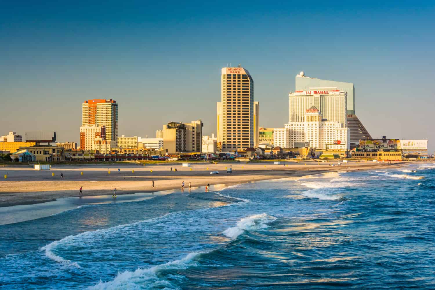 The skyline and Atlantic Ocean in Atlantic City, New Jersey.