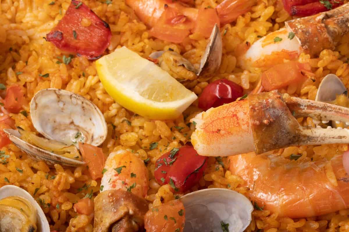 Snow crab and shrimp paella