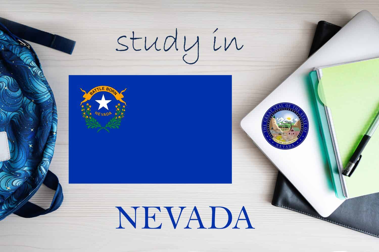 Study in Nevada. USA state. US education concept. Learn America concept.