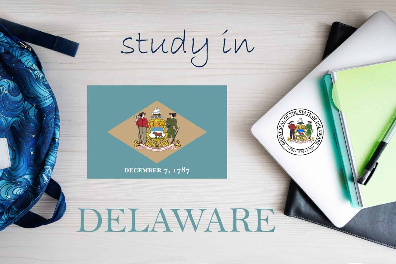 Study in Delaware. USA state. US education concept. Learn America concept.
