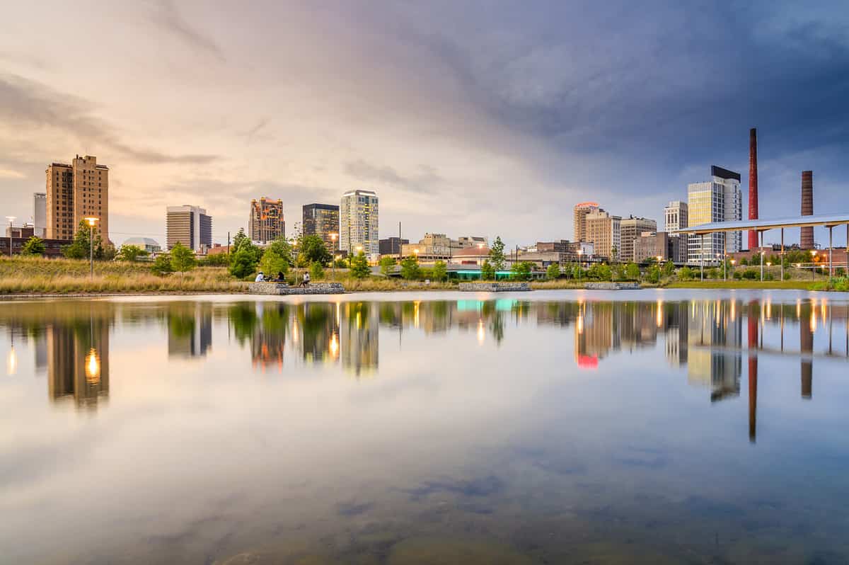 Birmingham, Alabama, USA skyline at Railroad Park.