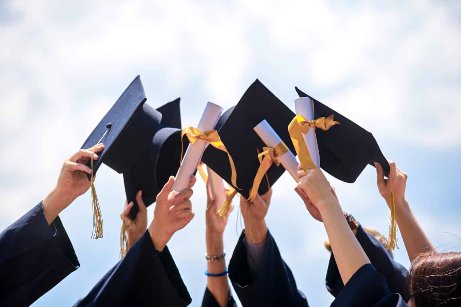 Graduation Caps Thrown in the Air