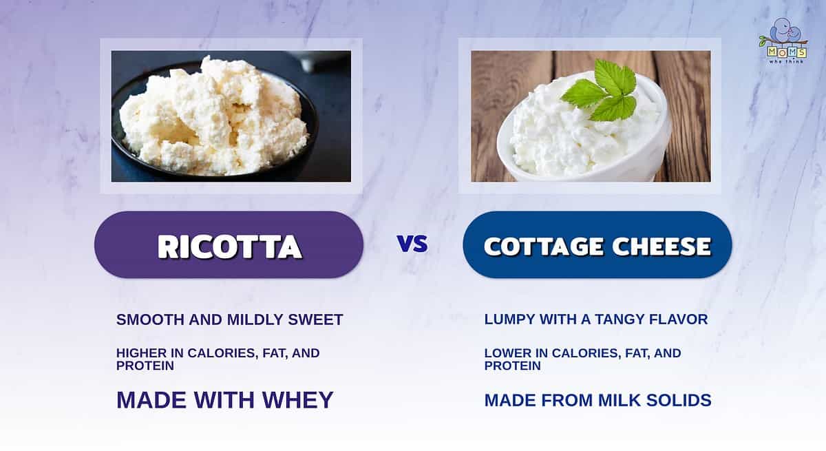 Infographic that compares ricotta and cottage cheese.