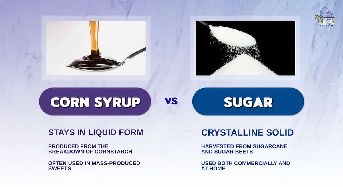 Infographic comparing corn syrup and sugar.