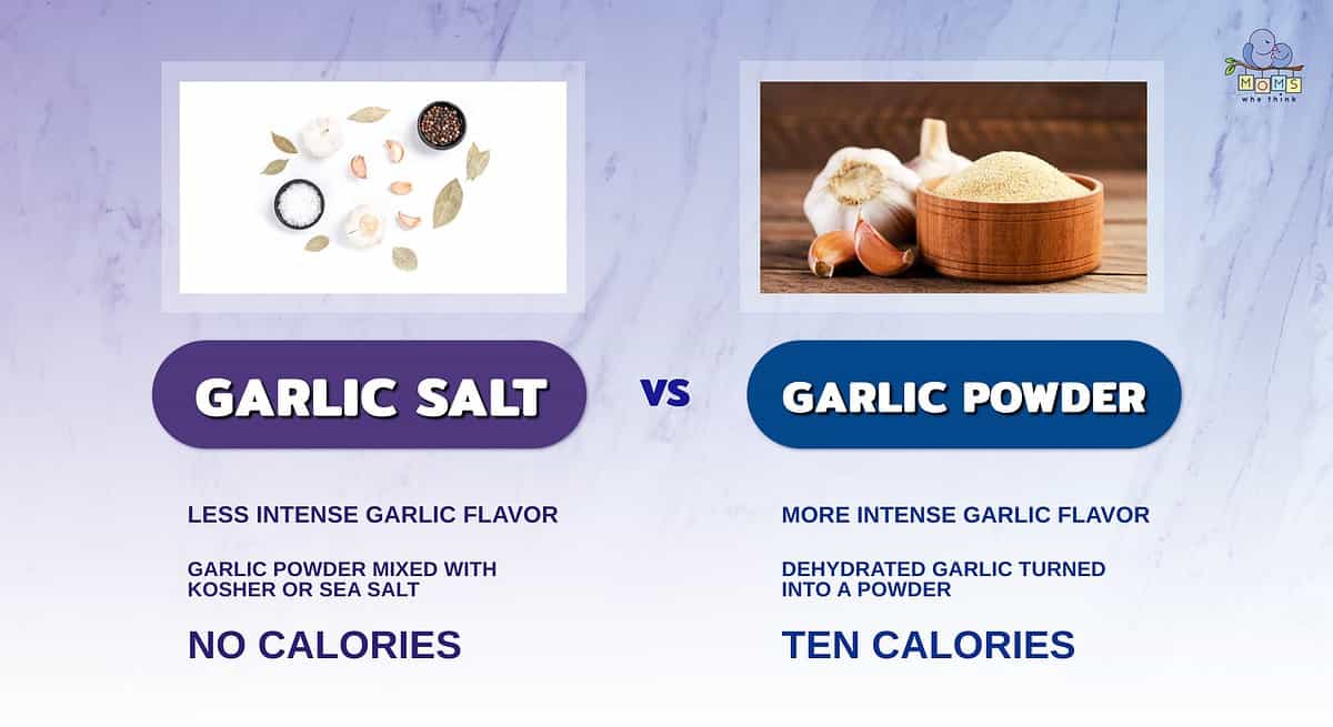 Infographic comparing garlic salt and garlic powder.