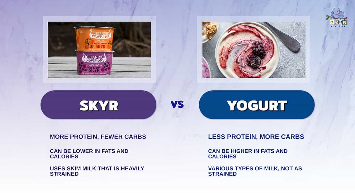 Infographic showcasing differences between Skyr and yogurt.