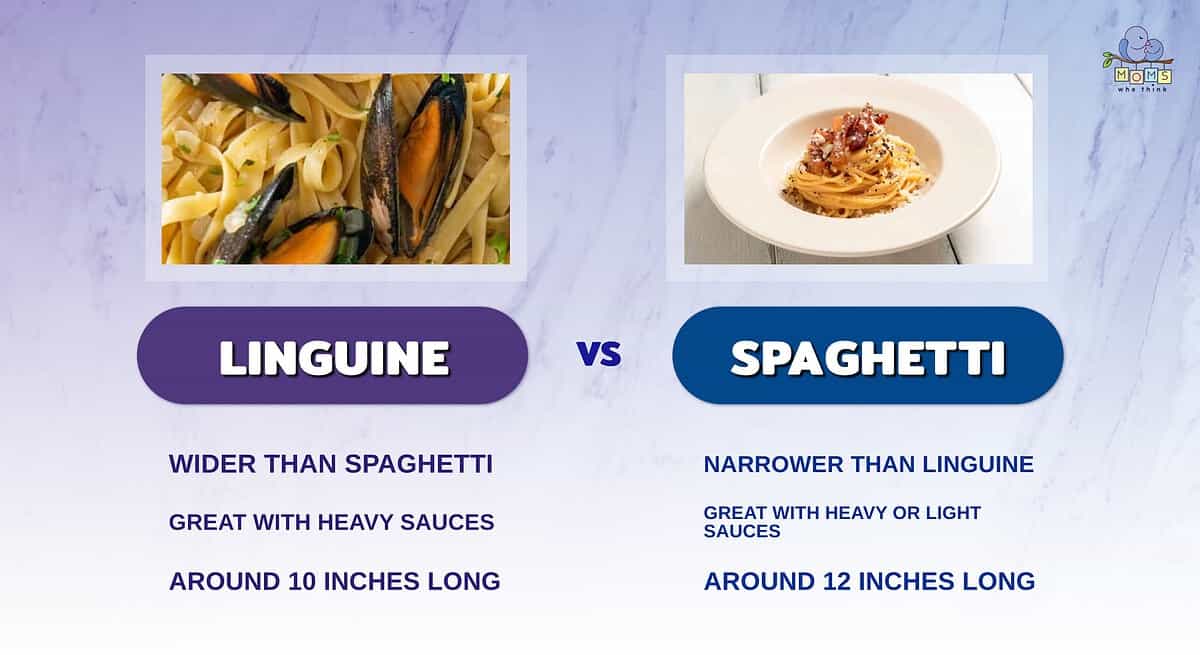 Infographic comparing linguine and spaghetti.