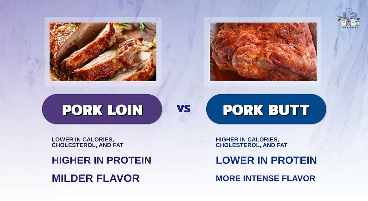 Infographic comparing pork loin and pork butt.