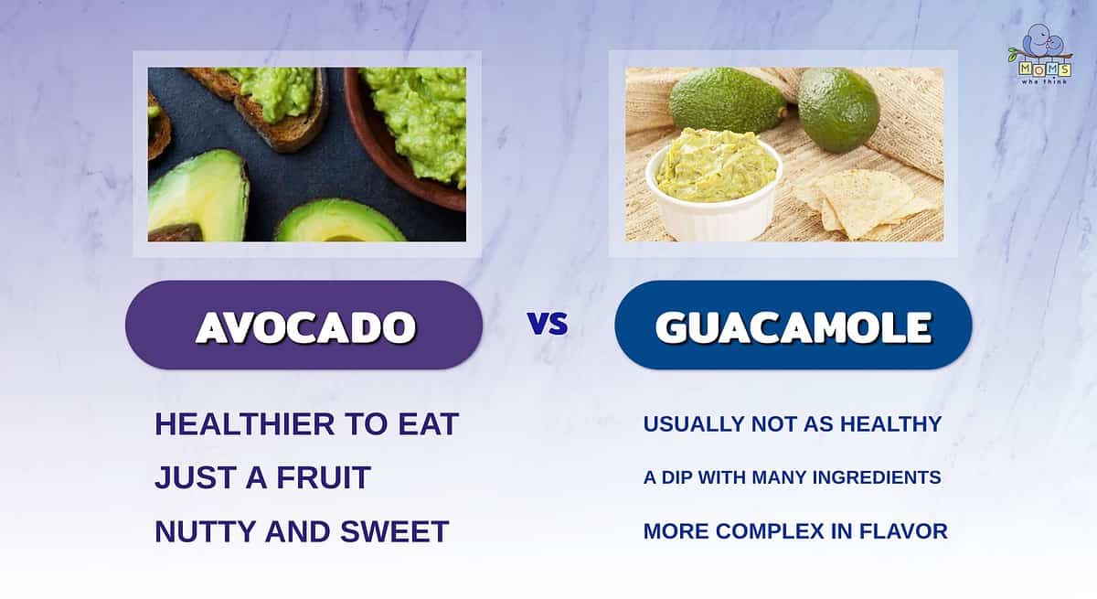 Infographic comparing avocado and guacamole.