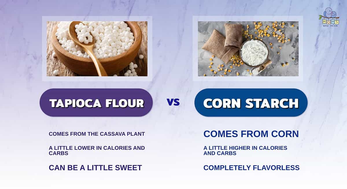 Infographic comparing tapioca flour and corn starch.