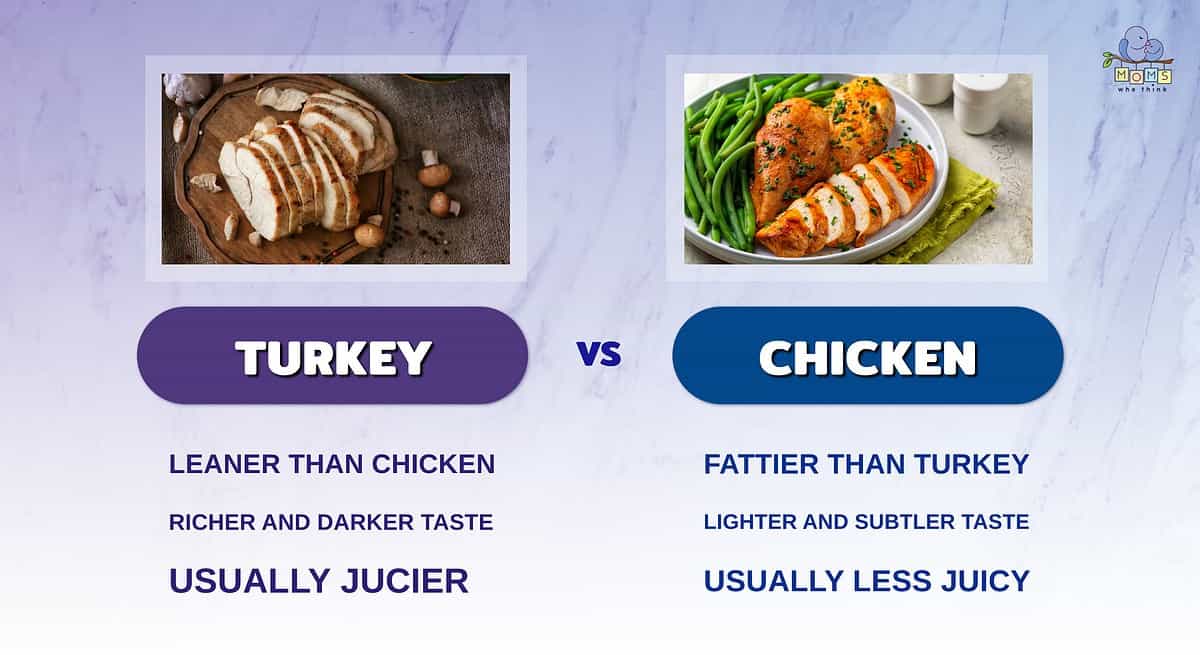Infographic comparing turkey and chicken.
