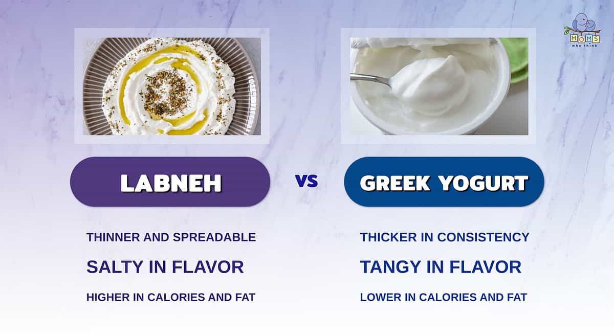 Infographic comparing labneh against Greek yogurt.
