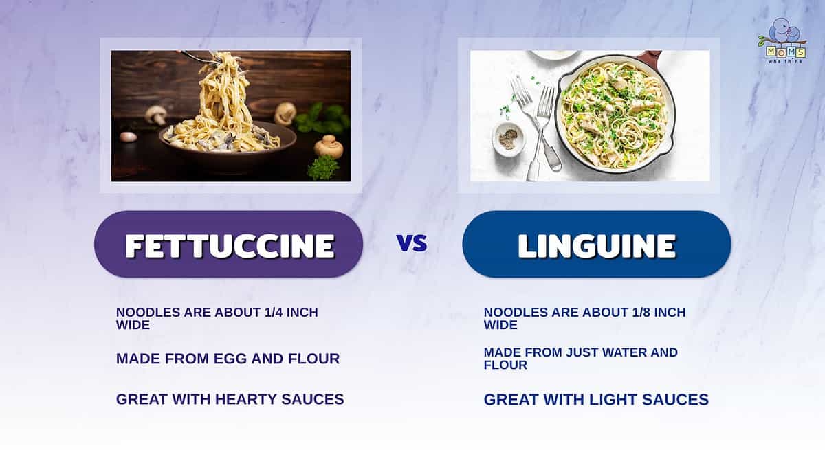 Infographic comparing fettuccine and linguine.
