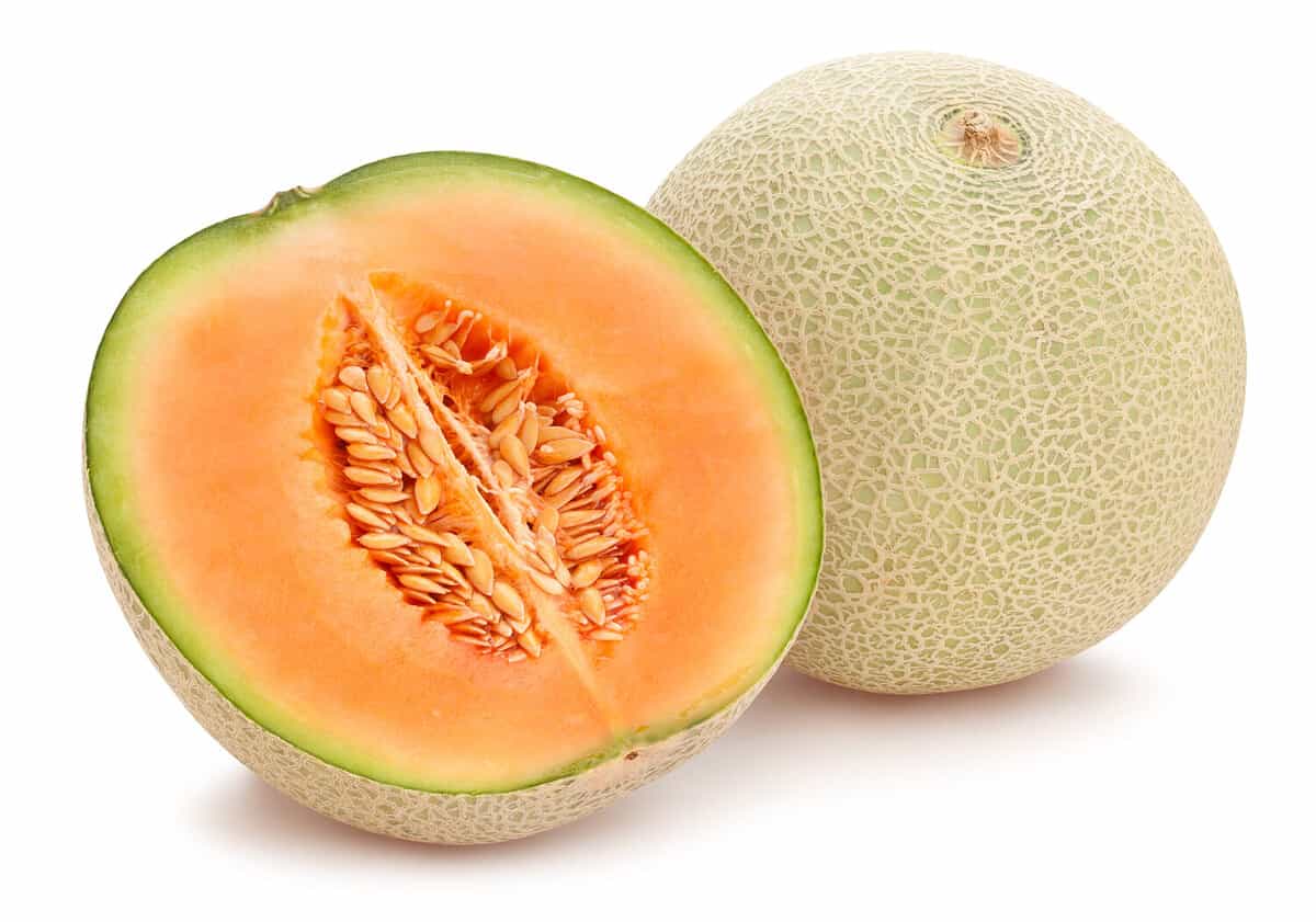 sliced cantaloupe melon path isolated