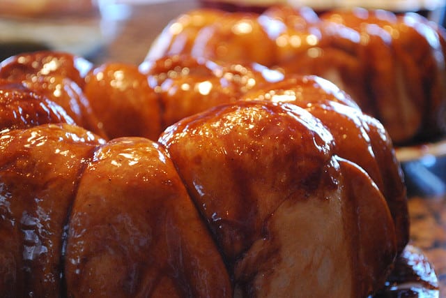 Sticky Buns Monkey Bread Sweet Rolls Made In Bundt Pan Ring With Sugary Syrup