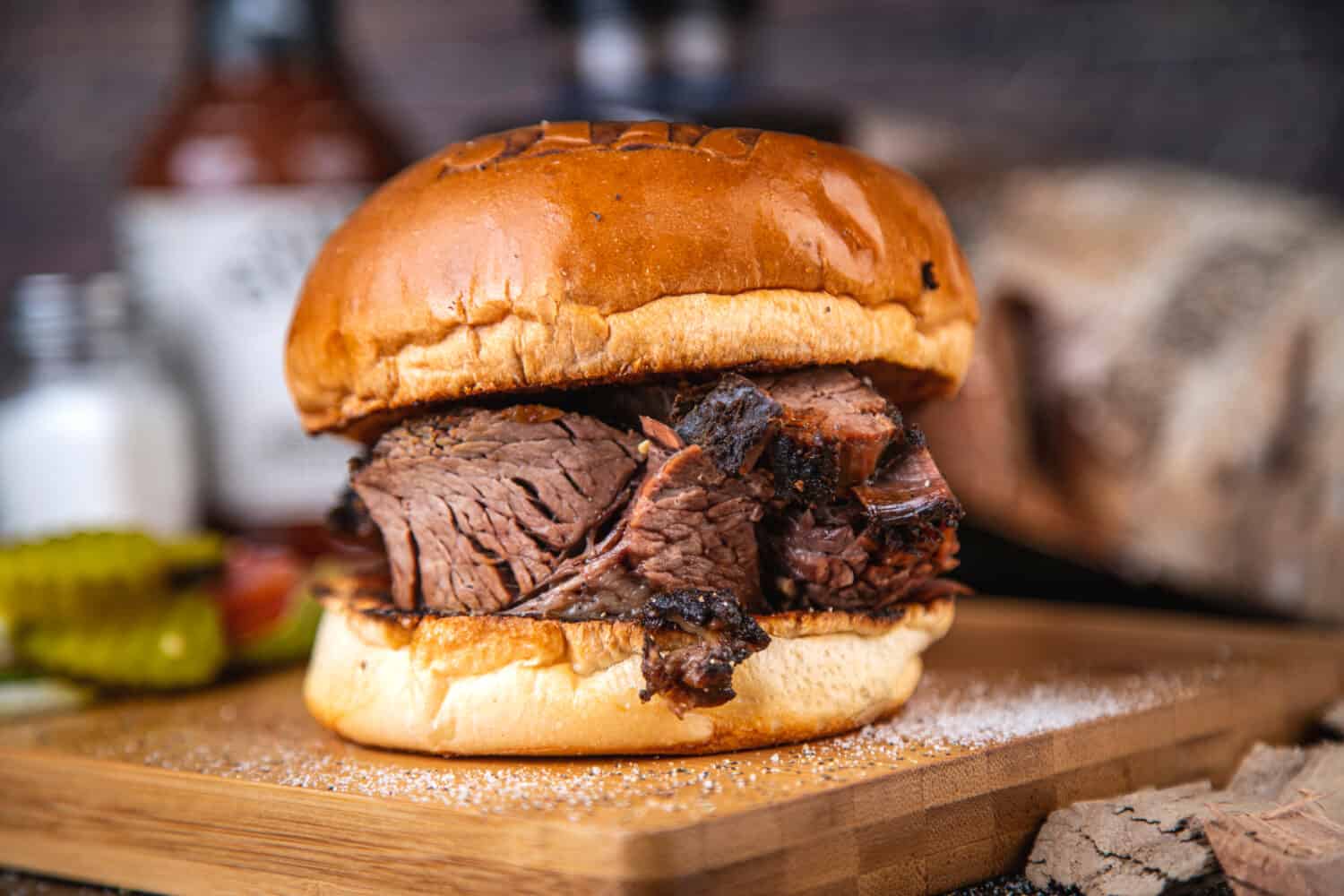 brisket bun burger sandwich angus