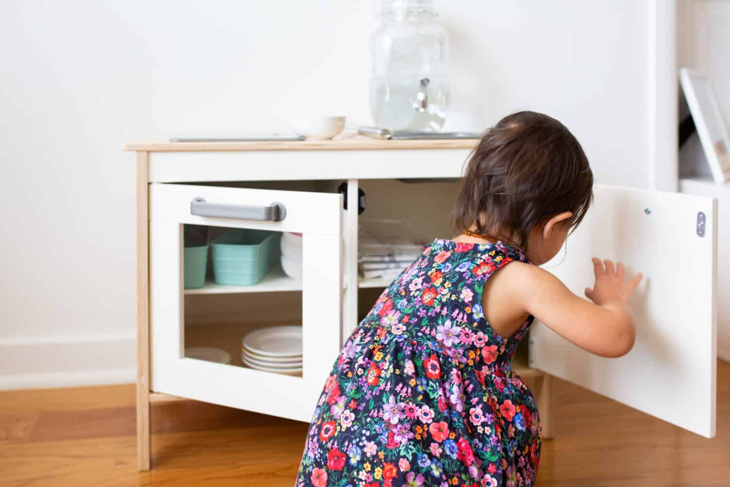 Toddler Girl with Play Kitchen