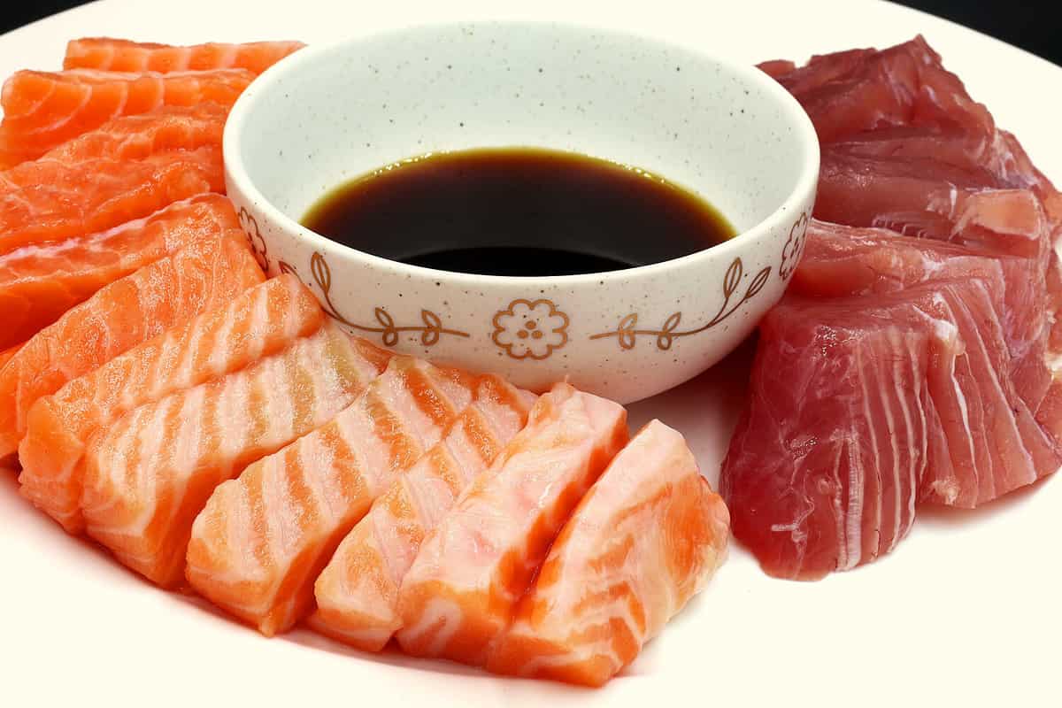 Sashimi Salmon and Tuna with Coconut Aminos (Gluten-Free, Wheat-Free, Soy-Free Light Soy Sauce Alternative)