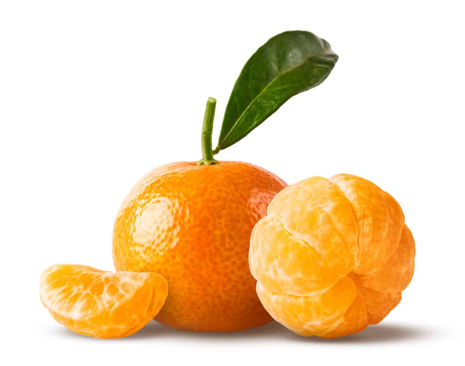 Fresh ripe mandarine isolated on white background.