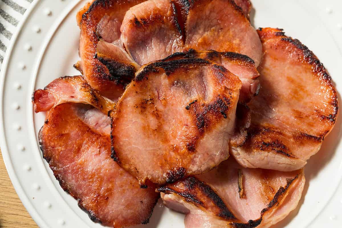 Homemade Cooked Canadian Bacon to Eat for Breakfast