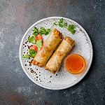fried Spring Roll with chicken , Vietnamese Food top view