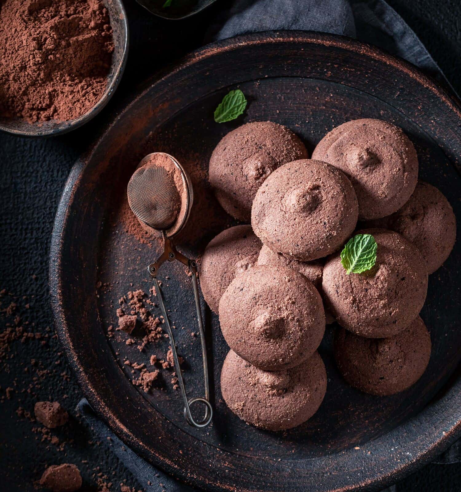 Traditionally and tasty chocolate shortbread cookies as a small perfect snack. Chocolate shortbread cookies.