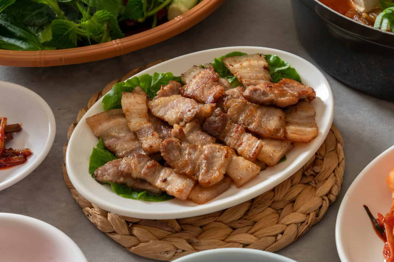 Korean food dishes Grilled Pork Belly