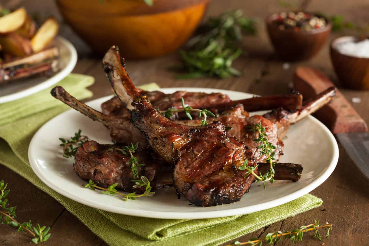 Organic Grilled Lamb Chops with Garlic and Lime